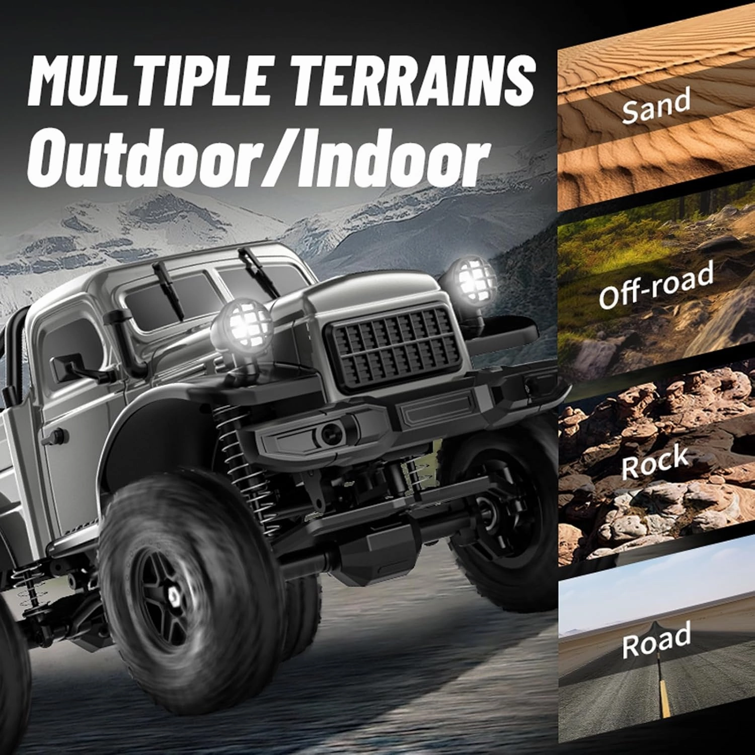RC Pickup Truck, C8813 Dodge Pickup, 1:18 Scale All Terrain Remote Control Crawler, 2.4 GHz 4WD Off-Road Rock Car with Alloy Frame, Shock Absorber, 45°Climbing Gifts for Kids Beginners