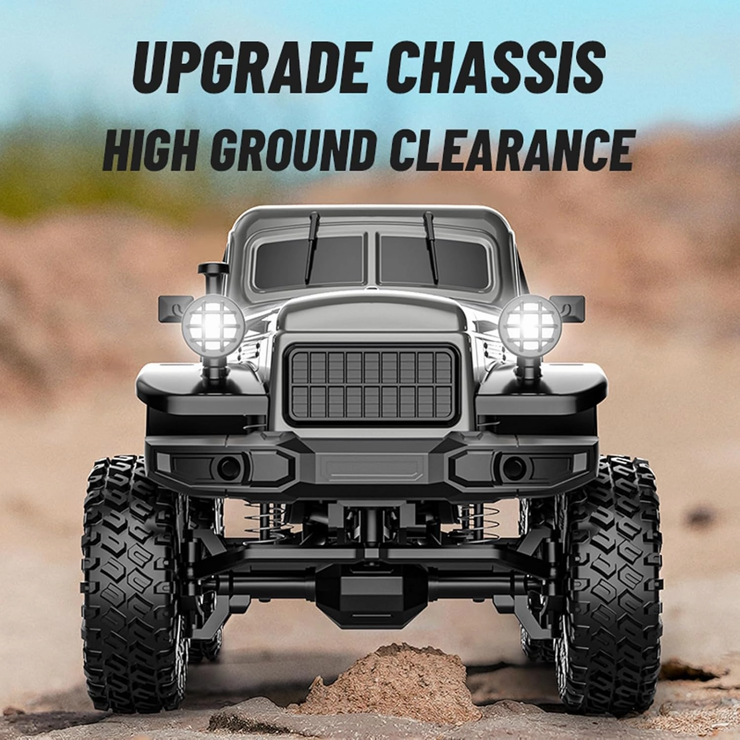 RC Pickup Truck, C8813 Dodge Pickup, 1:18 Scale All Terrain Remote Control Crawler, 2.4 GHz 4WD Off-Road Rock Car with Alloy Frame, Shock Absorber, 45°Climbing Gifts for Kids Beginners