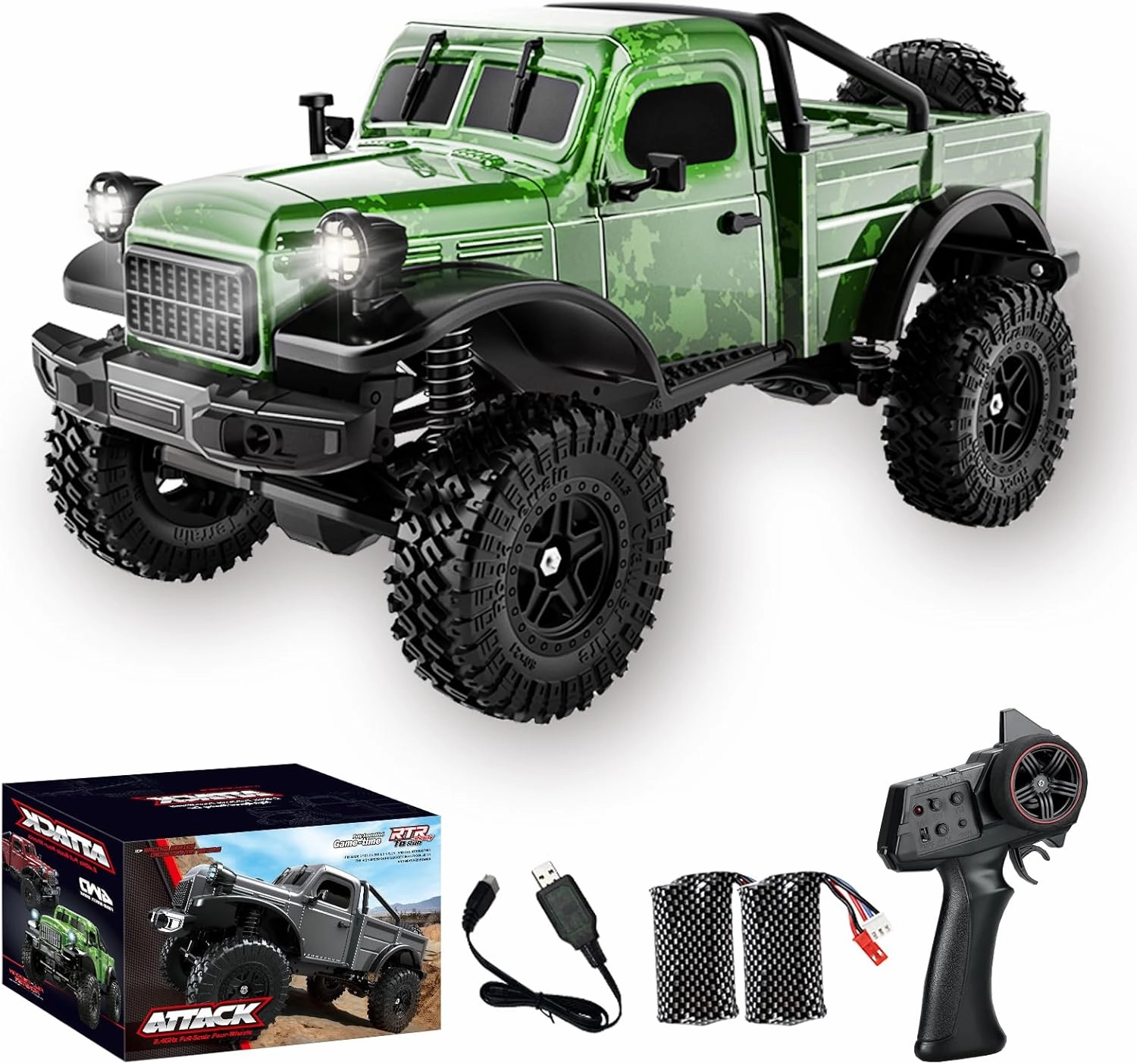 RC Pickup Truck, C8813 Dodge Pickup, 1:18 Scale All Terrain Remote Control Crawler, 2.4 GHz 4WD Off-Road Rock Car with Alloy Frame, Shock Absorber, 45°Climbing Gifts for Kids Beginners