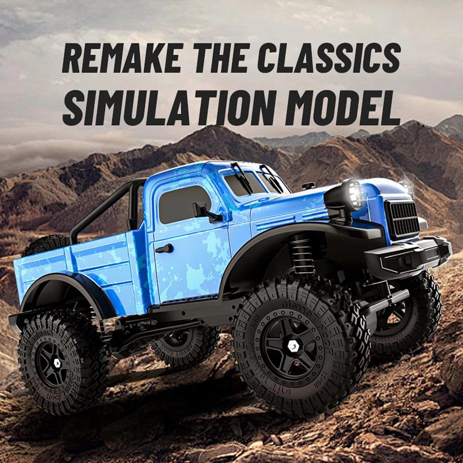 RC Pickup Truck, C8813 Dodge Pickup, 1:18 Scale All Terrain Remote Control Crawler, 2.4 GHz 4WD Off-Road Rock Car with Alloy Frame, Shock Absorber, 45°Climbing Gifts for Kids Beginners