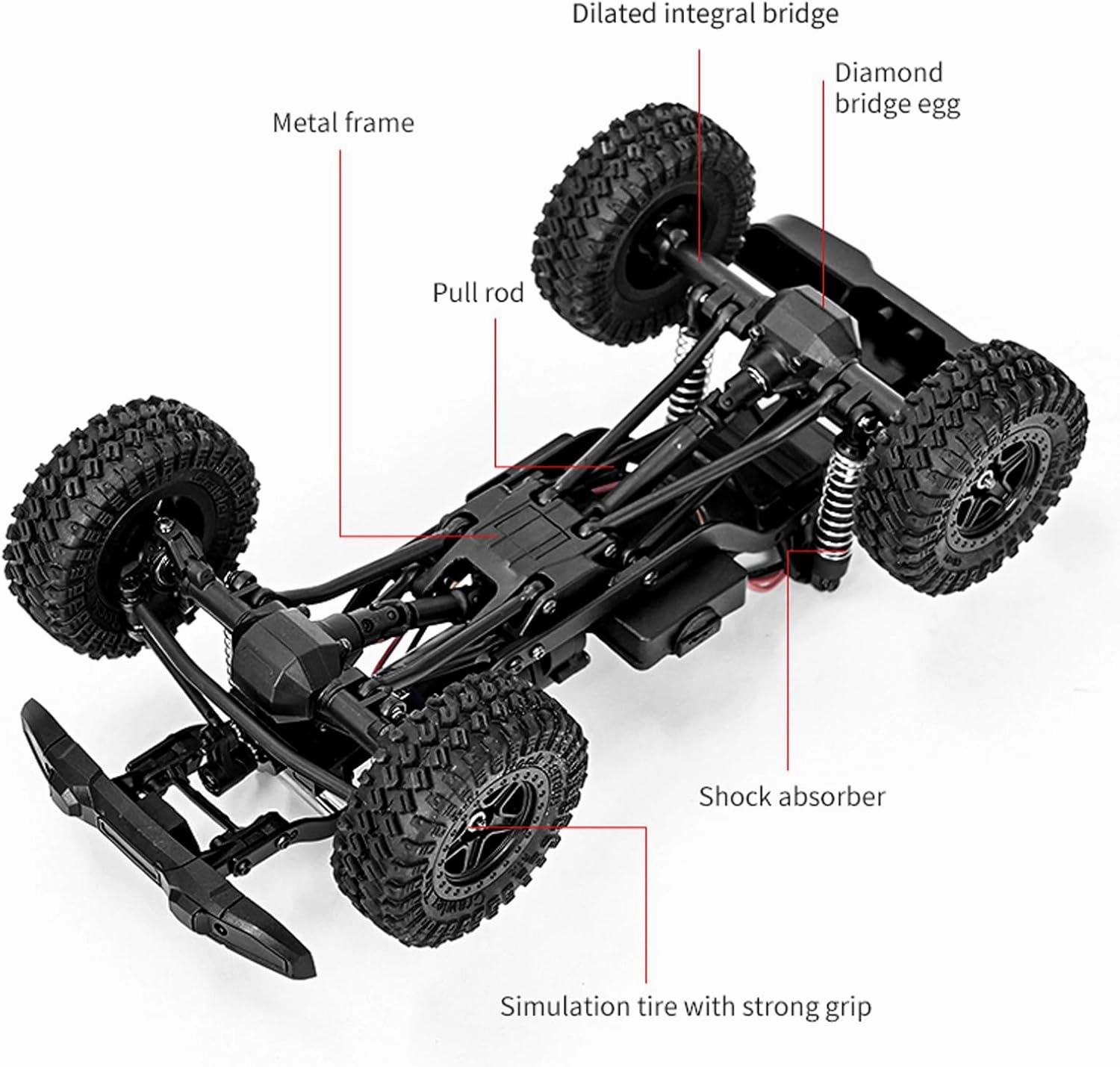 RC Pickup Truck, C8813 Dodge Pickup, 1:18 Scale All Terrain Remote Control Crawler, 2.4 GHz 4WD Off-Road Rock Car with Alloy Frame, Shock Absorber, 45°Climbing Gifts for Kids Beginners