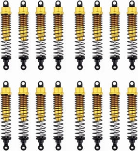 Rc Shock Absorber For HSP 1/10 16PCS 108Mm Aluminum Alloy Front Rear Assembled For Spring Damper Suspension Yellow RC Car Parts Accessories Replacement And Use