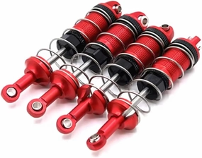 Rc Shock Absorber For MJX For Hyper Go 16207 16208 16209 16210 H16H H16E H16P 16500 16510 Metal Hydraulic Shock Absorbers RC Car Spare Parts Upgrade Replacement(Red)