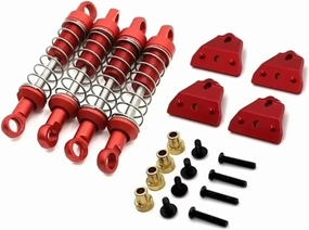 Rc Shock Absorber for MN78 for MN168 1/12 Metal Shock Absorbers and Shock Tower Mount RC Car Tracked Vehicle Parts and Accessories Upgrade Replacement and Use(Red)