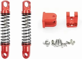 Rc Shock Absorber For WPL D12 D42 Metal Front Shock Absorber Damper With Mount Fixed For Seat RC Car Tracked Vehicle Parts And Accessories Upgrade Replacement Use(Red)
