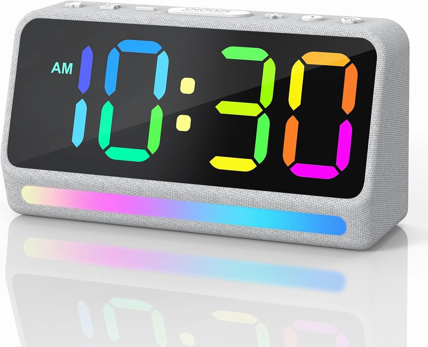 REACHER Extra Loud Alarm Clock for Heavy Sleepers Adults, 5 Extremely Loud Wake Up Sounds, Aesthetic Alarm Clock for Teens Bedrooms, LED Digital Display, 7 Color Night Light,Dimmer,Bedside