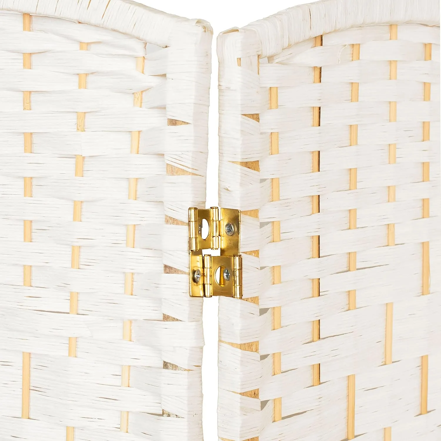 Red Lantern 3 ft. Short Fiber Weave Folding Screen - White - 4 Panels