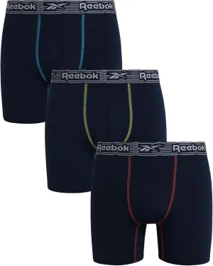 Reebok Mens Boxer Briefs - 3 Pack Stretch Moisture Wicking Mens Underwear with Contour Pouch Boxers for Men (Sizes: S-XL)