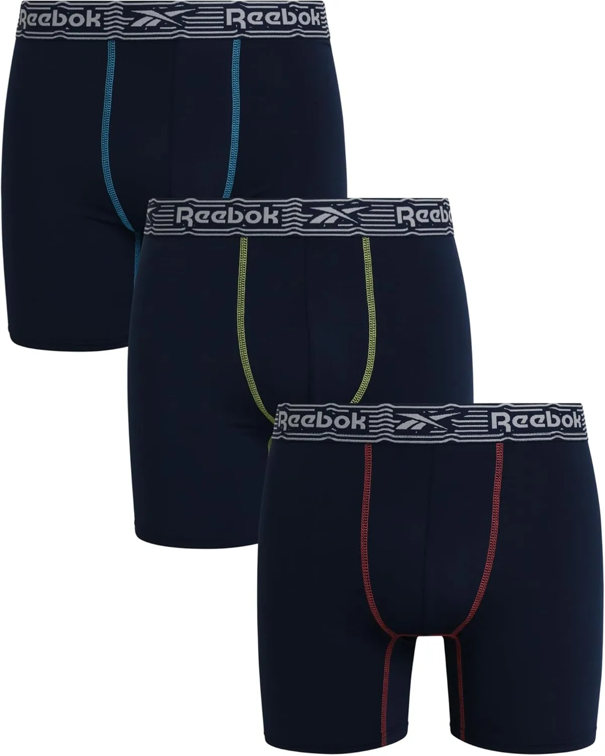 Reebok Mens Boxer Briefs - 3 Pack Stretch Moisture Wicking Mens Underwear with Contour Pouch Boxers for Men (Sizes: S-XL)
