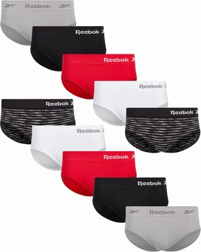 Reebok Hipster Panties for Women - 10 Pack Stretch Performance Seamless Underwear with Relaxed Tagless Waist (Sizes: S-XL)