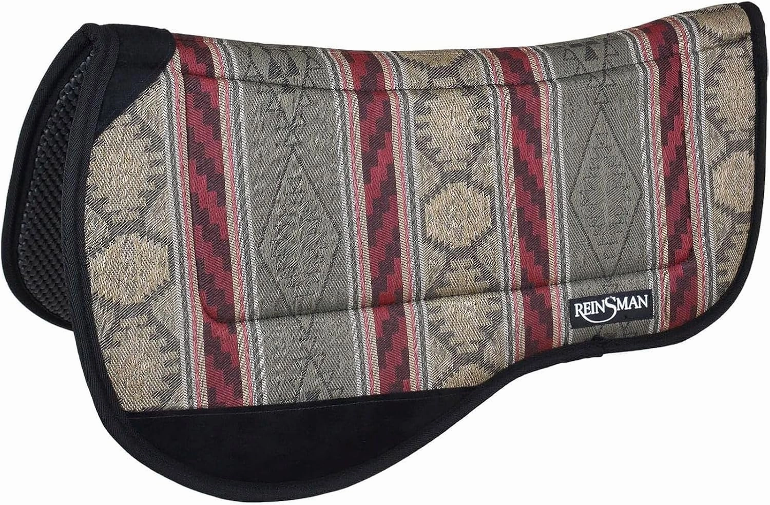 Reinsman Contoured Trail Pad with Breathable Non-Slip Tacky Too Bottom - Comfortable Durable Shock-Absorbing Stain & UV Resistant Horse Saddle Pad with Spine Relief Channel - 30" L x 34" D