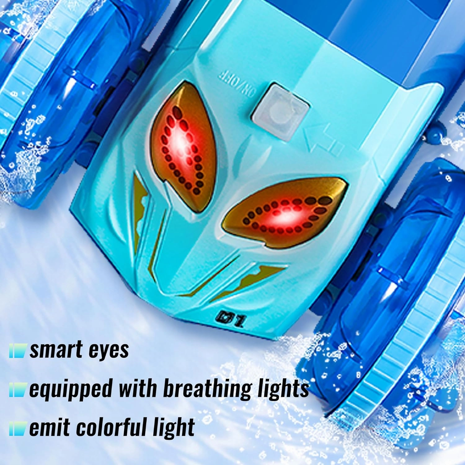 Remote Control Car Boat with 360°Rotation, 2.4GHz Amphibious RC Car Boat with Light and Music, Gesture Sensing RC Waterproof Stunt 4WD Water All Terrain Beach Pool Toys, Boys Girls Gift 8  years old