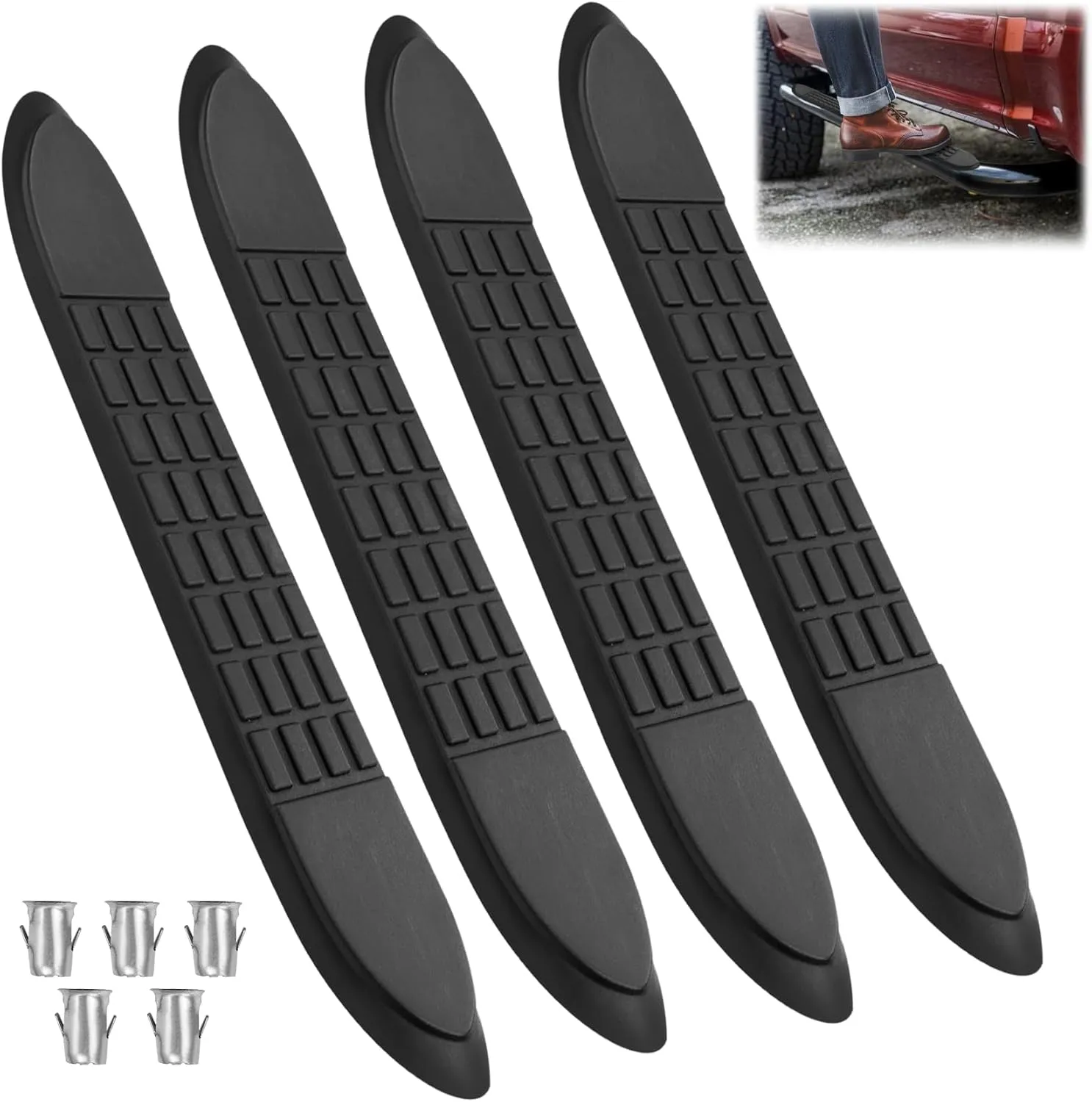Replacement Step Pad for 3" Round Nerf Bars (4 Pack), 21" Long x 3" Wide, Durable Non-Slip Replacement Step Pad Set of 4 with 24 pins
