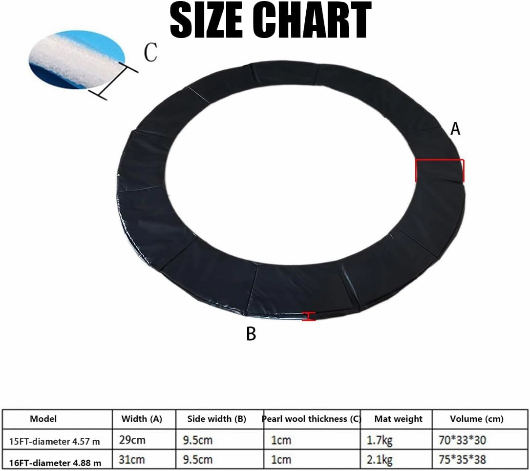 Replacement Trampoline Safety Pad 15/16FT Tear Resistant Waterproof Pad Outdoor Trampoline Accessories