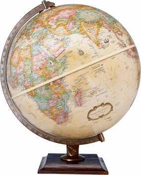 Replogle World Classic Globe, 12" Desktop World Globe For Home or Office Desk Decor, Raised Relief, Up-to-date Cartography, Made in the USA, Antique (Brown B)