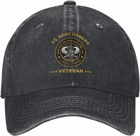 Retired US Army Ranger Veteran USA Military Vet Distressed Denim Ball Cap Retro Cool for Every Occasion