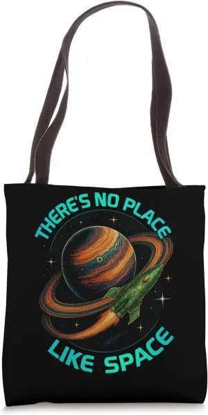 Retro There's No Place Like Space Sci-Fi Rocket Science Tote Bag