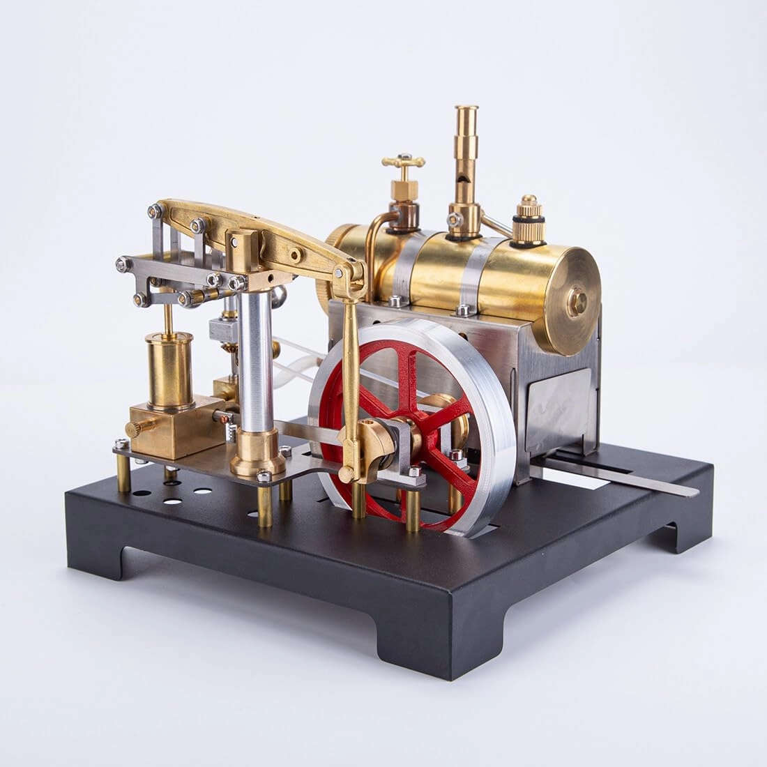 Retro Steam Engine Model Set, SE-01 Full Metal Beam Steam Engine with Horizontal Boiler   Functional Generator with Lamp Scene, Educational Science Decor for Adults - 84PCS