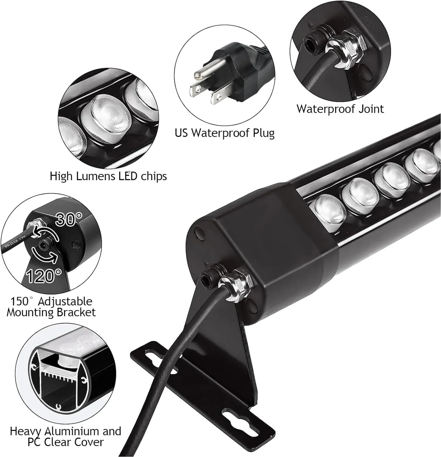 RGB Wall Washer Light, 72W 4FT Outdoor Wall Washer Light Bar, 120V Waterproof Dimmable with Controller, Plug-in LED Wall Washer Light for Building Landscape Garden Commercial, 1 Pack