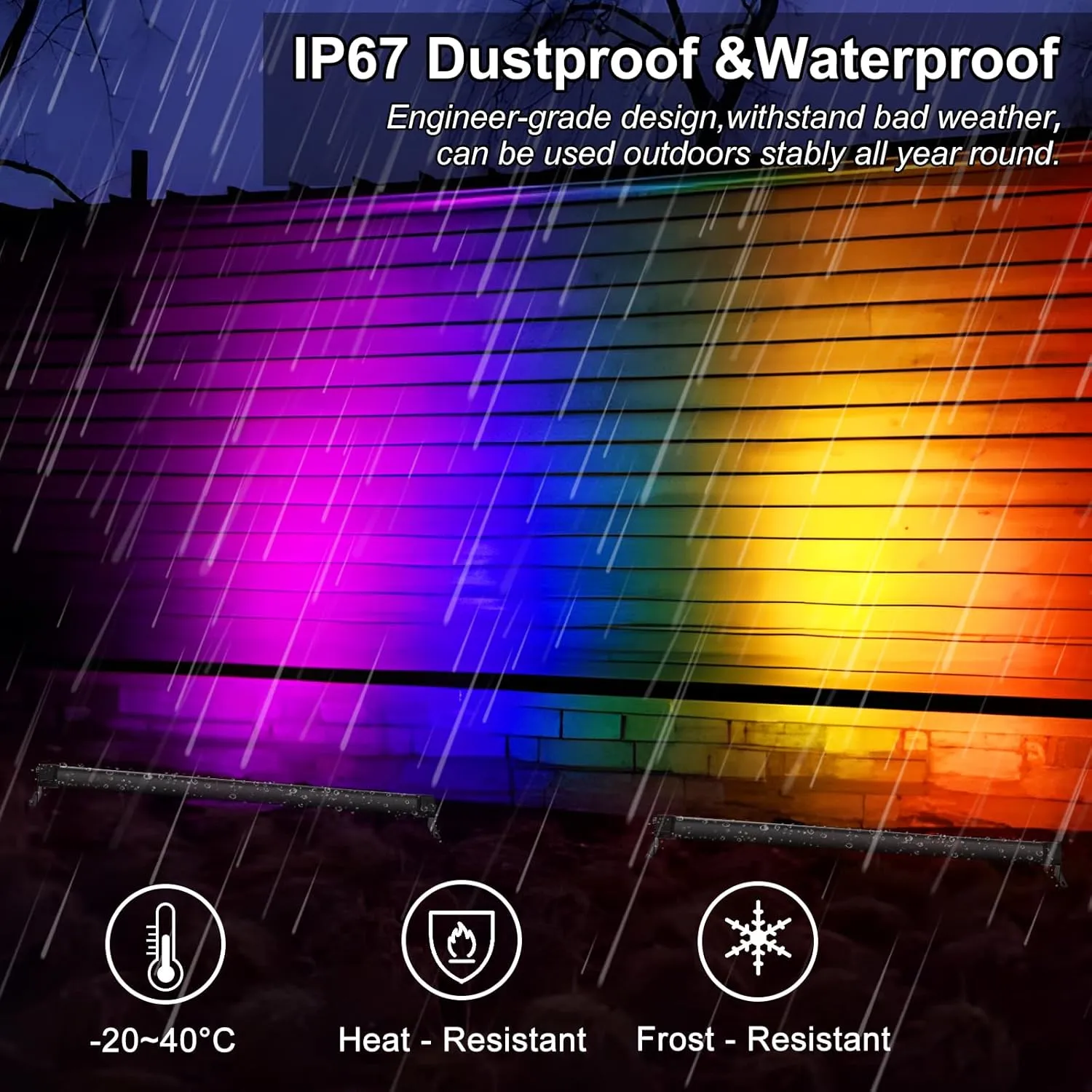 RGB Wall Washer Light, 72W 4FT Outdoor Wall Washer Light Bar, 120V Waterproof Dimmable with Controller, Plug-in LED Wall Washer Light for Building Landscape Garden Commercial, 1 Pack