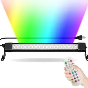 RGB Wall Washer Light, 72W 4FT Outdoor Wall Washer Light Bar, 120V Waterproof Dimmable with Controller, Plug-in LED Wall Washer Light for Building Landscape Garden Commercial, 1 Pack