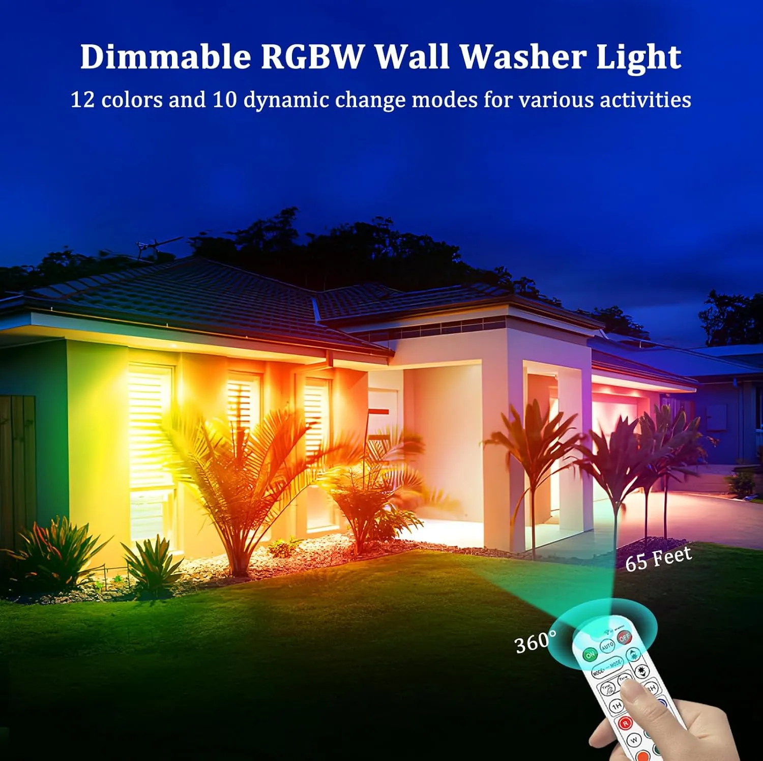 RGB Wall Washer Light, 72W 4FT Outdoor Wall Washer Light Bar, 120V Waterproof Dimmable with Controller, Plug-in LED Wall Washer Light for Building Landscape Garden Commercial, 1 Pack