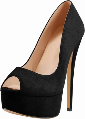 Richealnana Women's Peep Toe Platform Classic Pumps