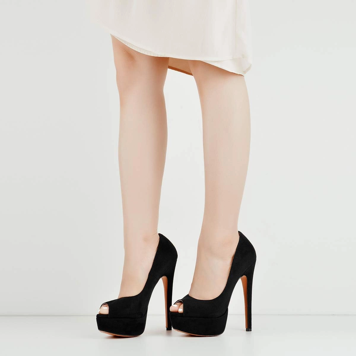 Richealnana Women's Peep Toe Platform Classic Pumps