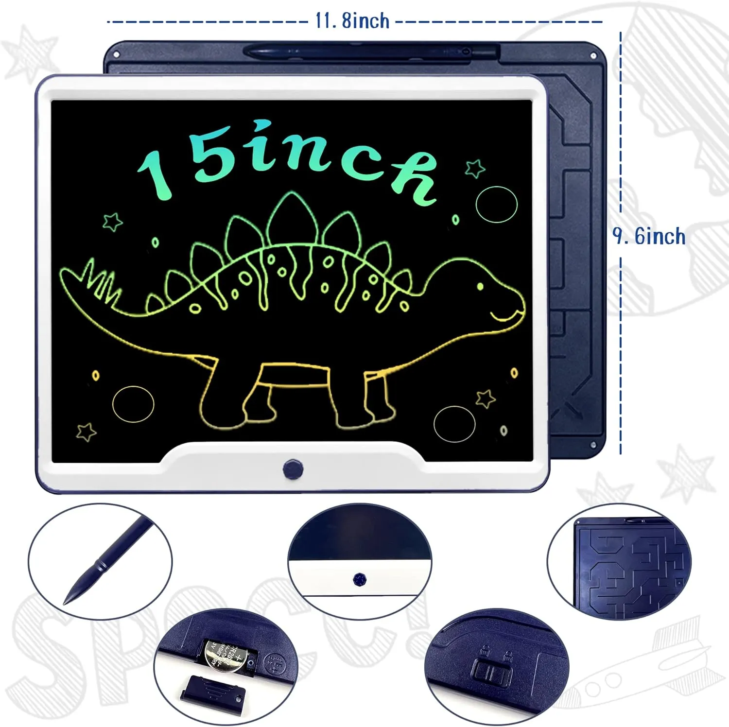 Richgv LCD Writing Tablet 15 Inch Electronic Graphics Tablets Doodle Pads Digital Ewriter, Portable Drawing Board for Kids and Adults at Home, School Office Business Handwriting Pad