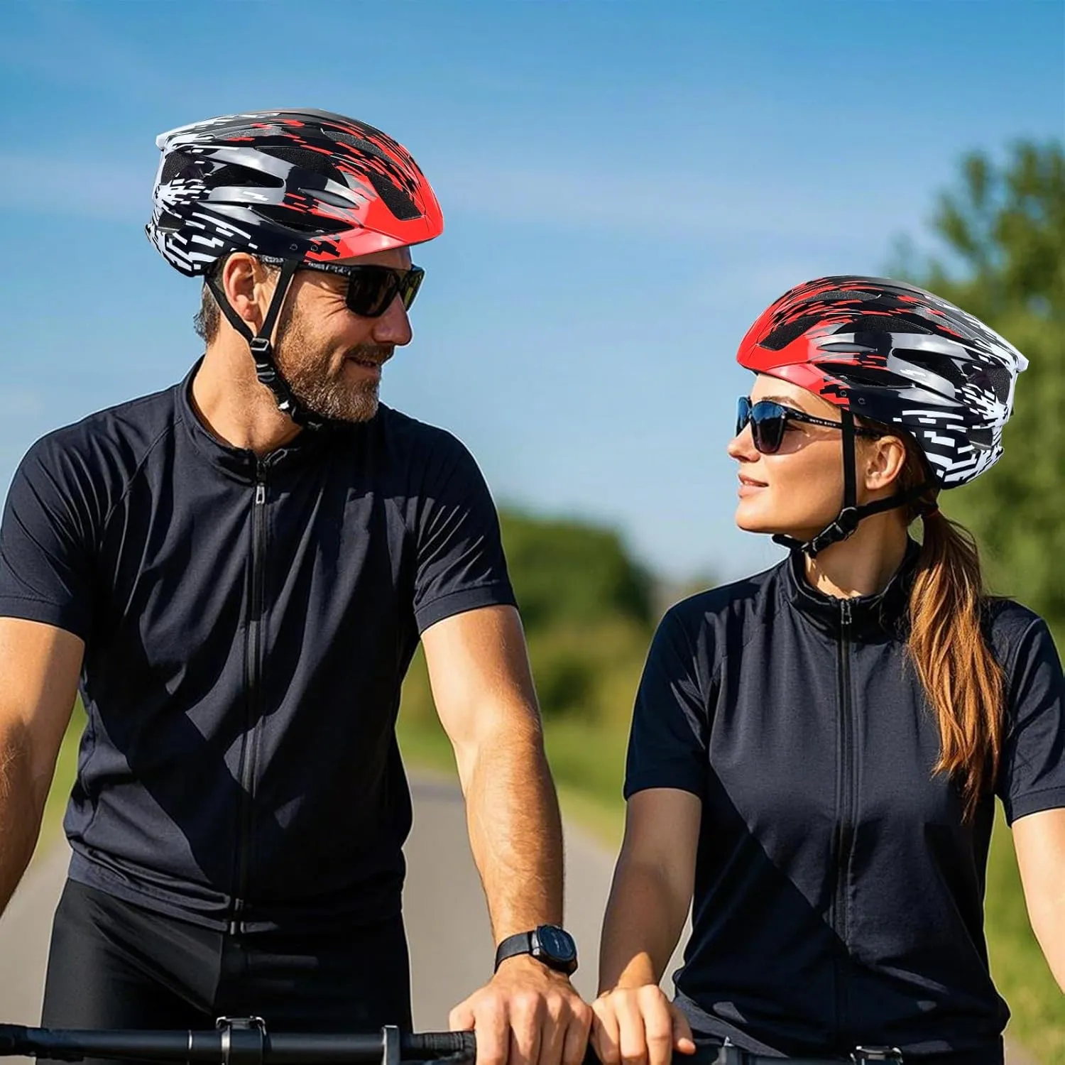 Road Bike Helmet Adult Men & Women, Adjustable Lightweight Design (22-24.5 Inches) - Vented, Removable Visor & Reflective White, for Day and Night Commuting & Sports | CPSC Certified