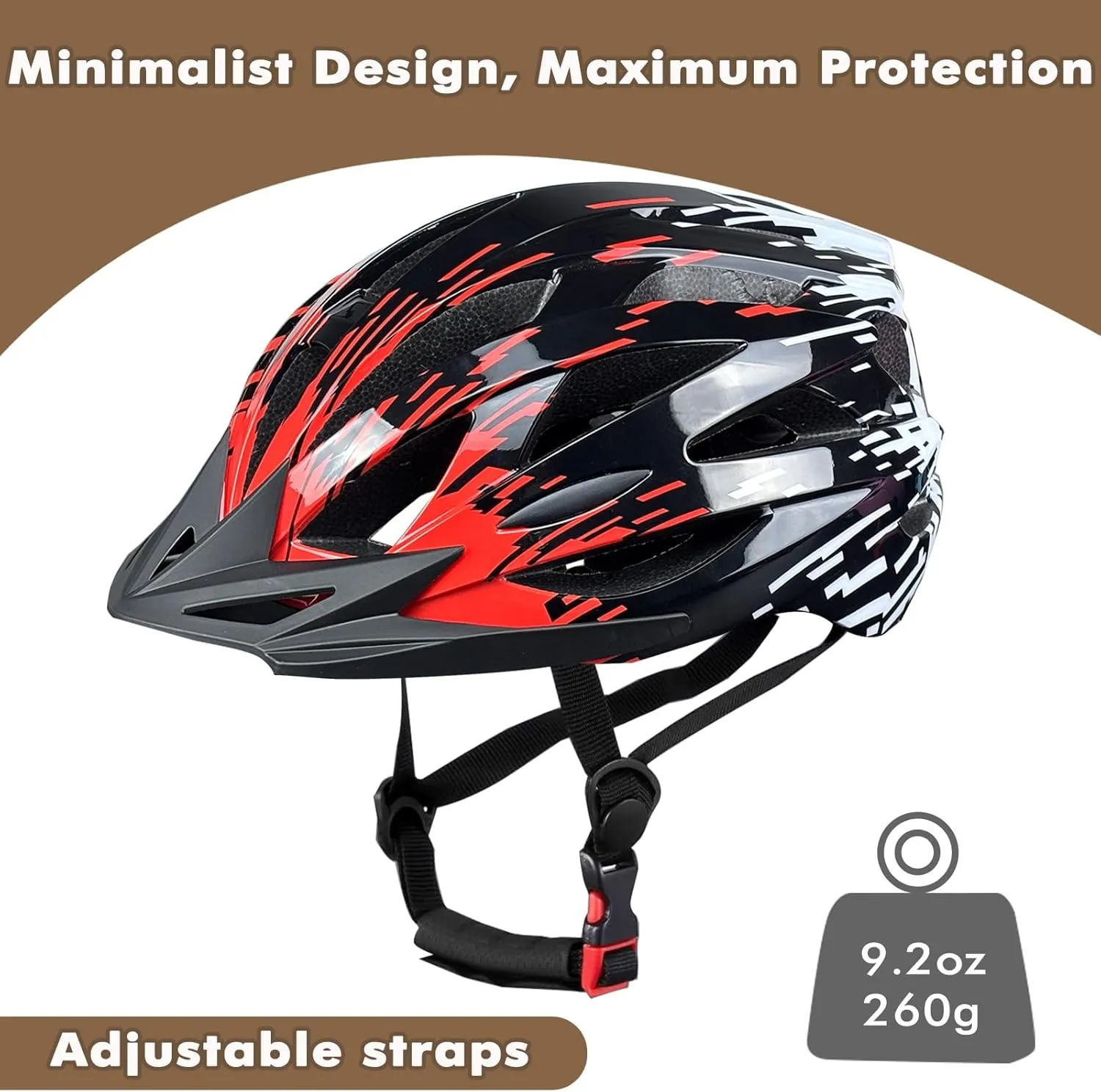 Road Bike Helmet Adult Men & Women, Adjustable Lightweight Design (22-24.5 Inches) - Vented, Removable Visor & Reflective White, for Day and Night Commuting & Sports | CPSC Certified