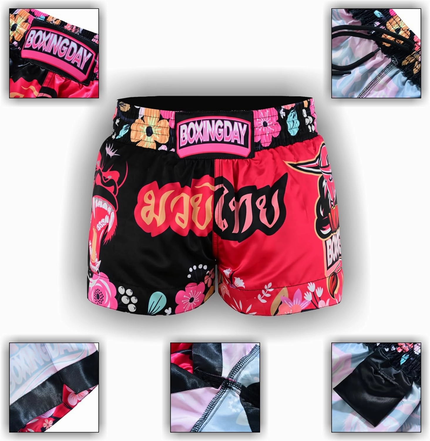 ROAR-INT Kid's Muay Thai Shorts Martial Arts MMA Kickboxing Shorts for Boys Girls Boxing Trunks Shorts