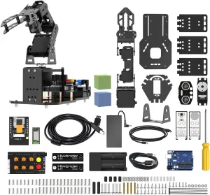 Robotic Arm with Arduino UNO, 5DOF/Axis AI Smart Robot Arm Open Source STEM Educational Building Robotics & Engineering Kits, Science/Coding/Programming Set, miniArm Standard Kit