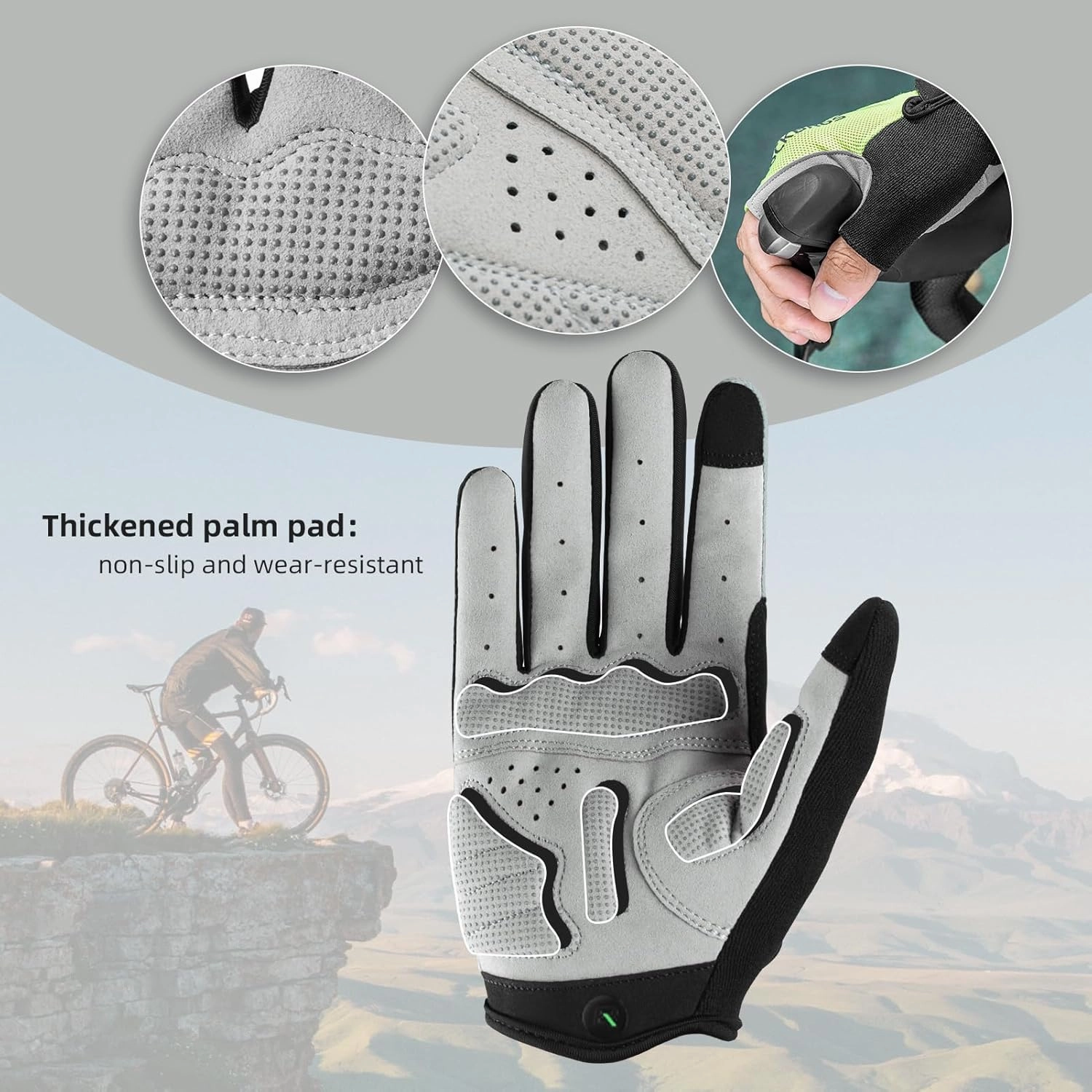 ROCKBROS Men's Cycling Gloves with SBR Pad, Anti-Slip, Breathable for Spring, Autumn Sports Riding