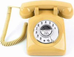 Rotary Phone, Desk Phones, Retro Phones for Landline, Vintage Corded Telephone with Redial Function for Home Office Hotel School, Yellow