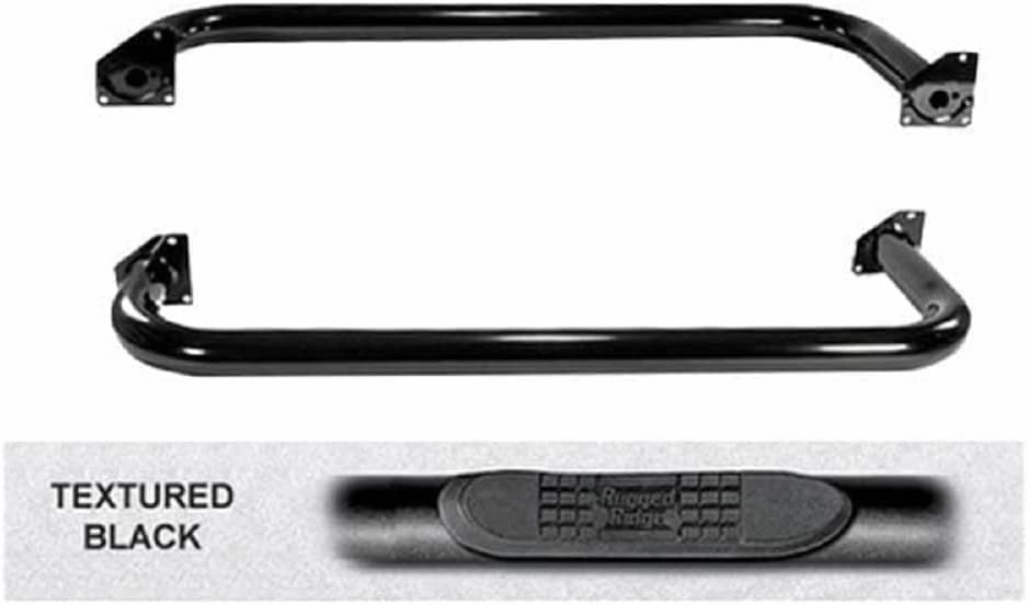 Rugged Ridge | Tube Side Step Kit, Round, 3 Inch, Black | 11591.04 | Fits 1997-2006 Jeep Wrangler TJ