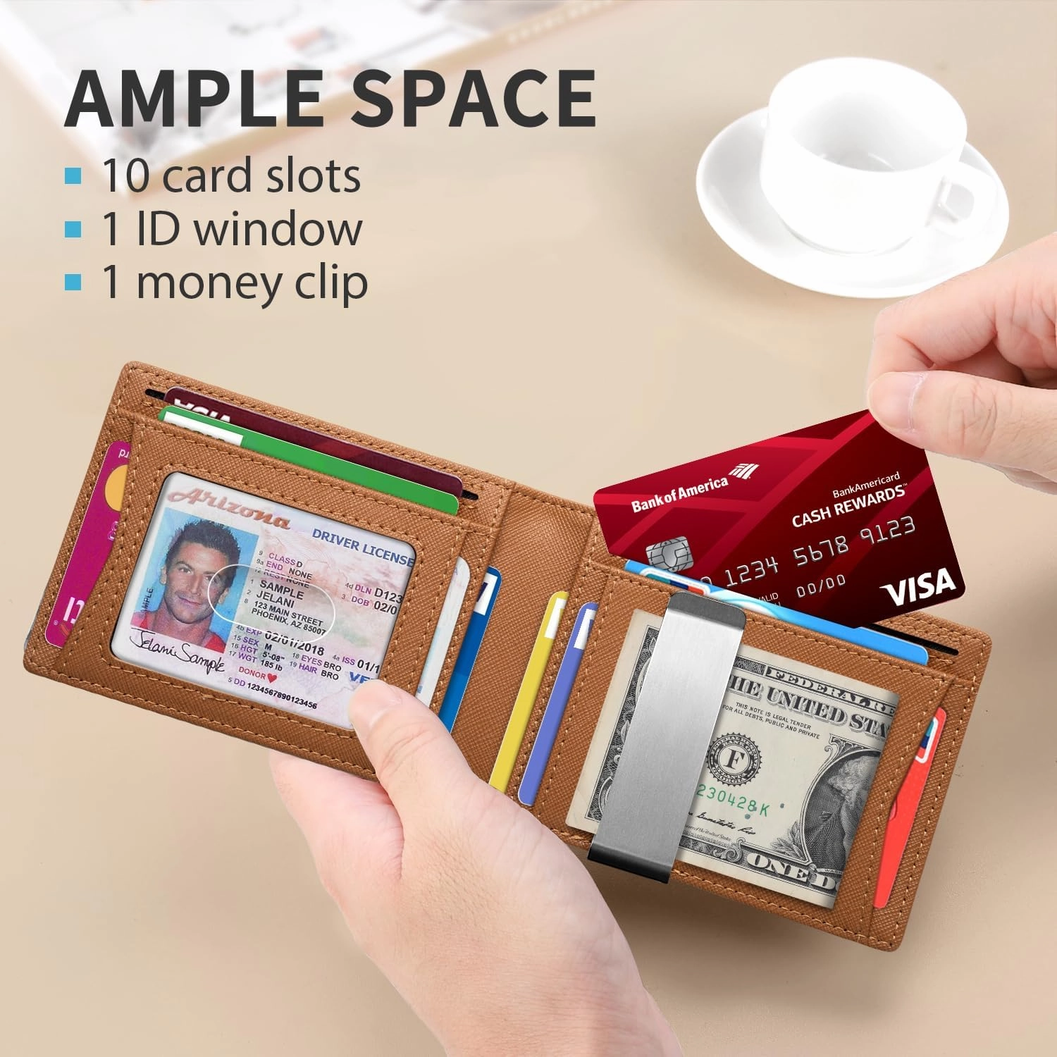 RUNBOX Slim Money Clip Wallets for Men RFID Blocking 11 Card Holder Minimalist Small Leather Bifold Men's Front Pocket Wallet Gift Box