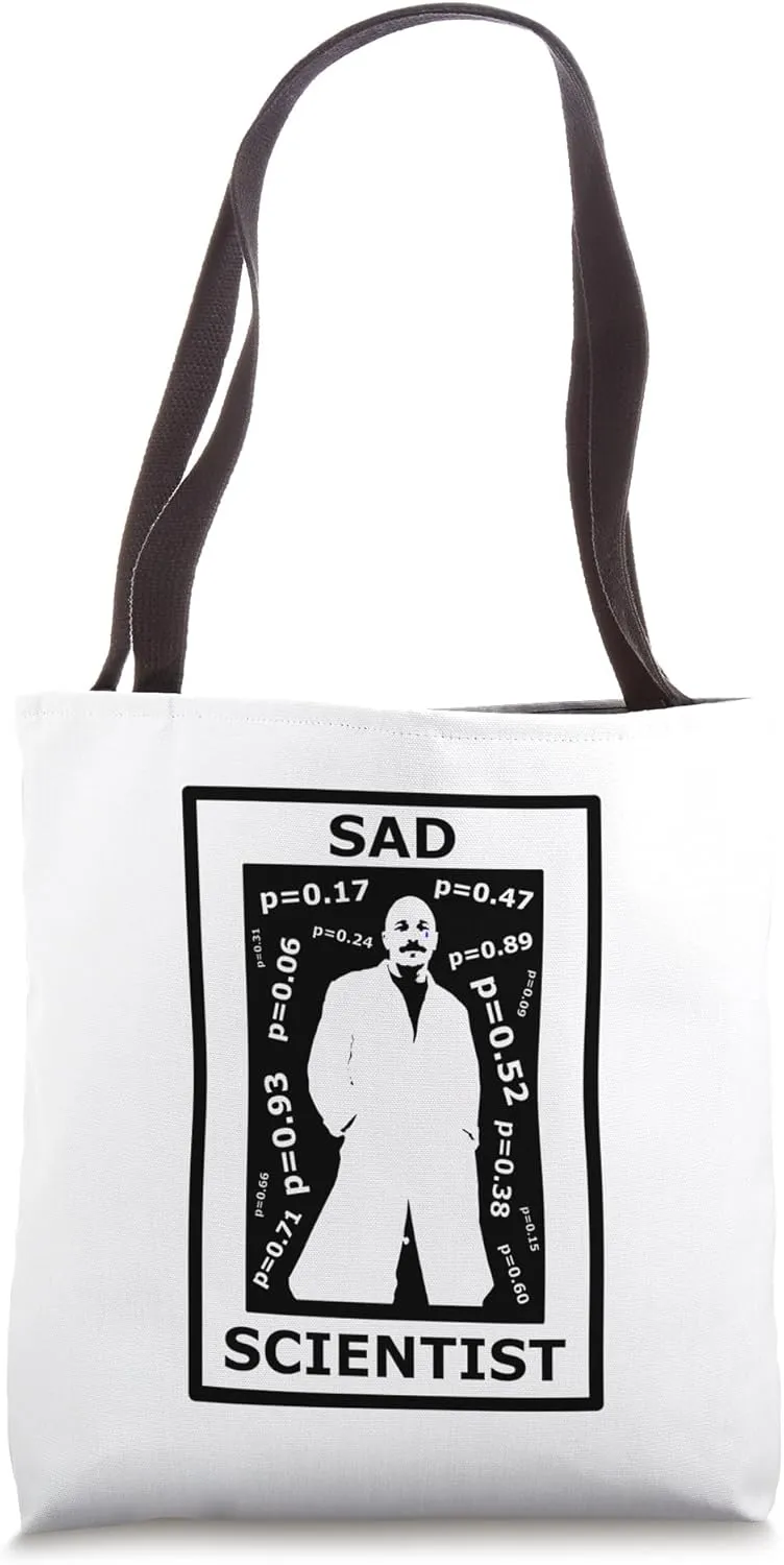 Sad Scientist Mad Scientist Pun Insignificant Results Tote Bag