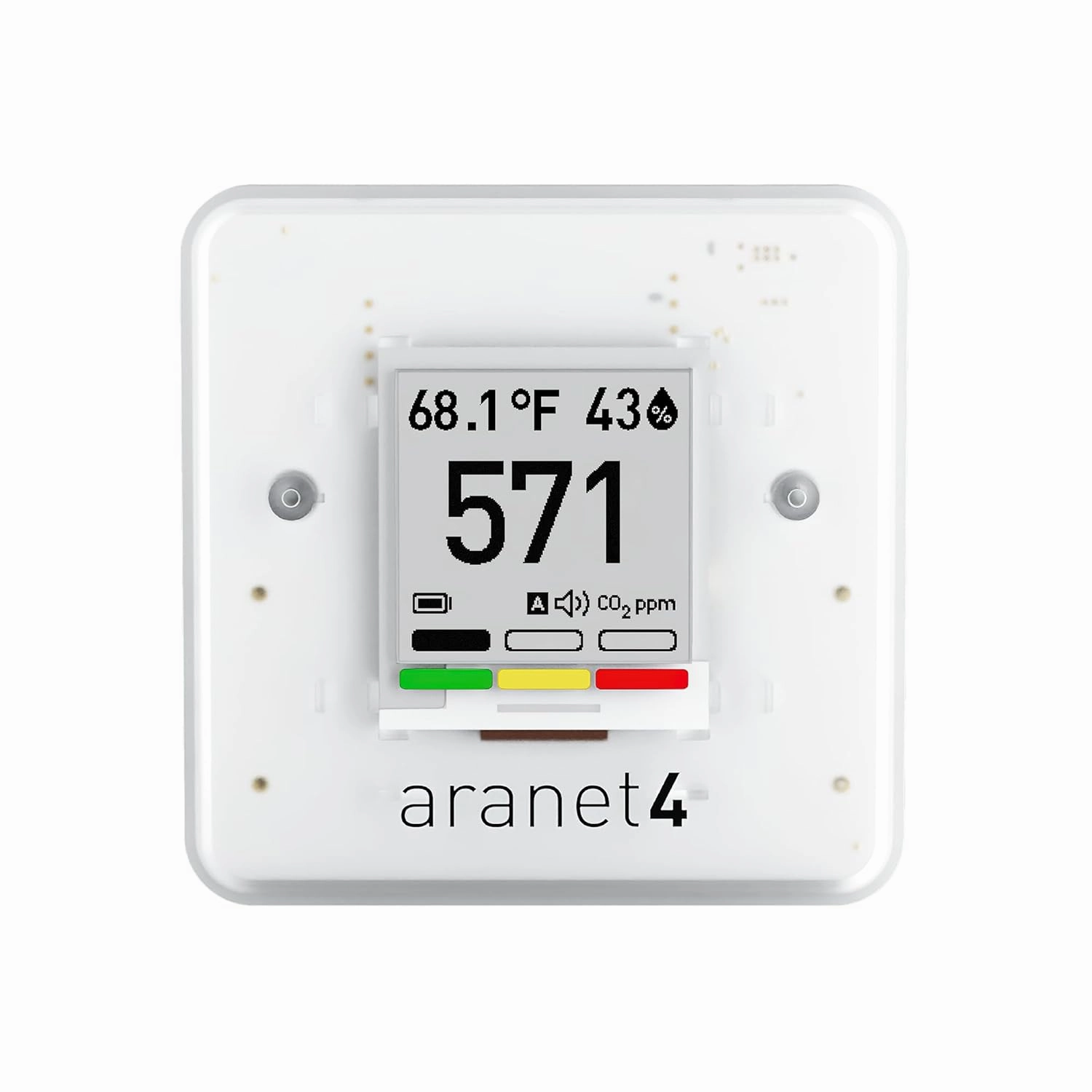 SAF Aranet4 Home: Wireless Indoor Air Quality Monitor for Office or School (CO2, Temperature, Humidity and More) Portable, Battery Powered, E-Ink Screen, App for Configuration & Data History