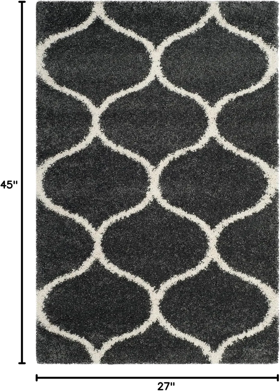 SAFAVIEH Hudson Shag Collection Accent Rug - 2'3" x 3'9", Dark Grey & Ivory, Trellis, Non-Shedding & Easy Care, 2-inch Thick Ideal for High Traffic Areas in Foyer, Living Room, Bedroom (SGH280G)