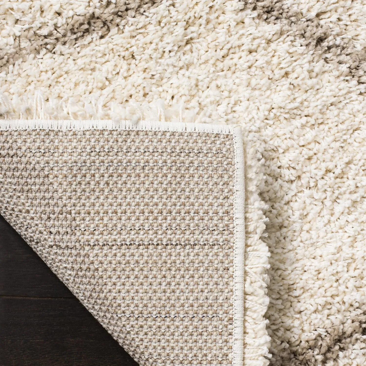 SAFAVIEH Hudson Shag Collection Area Rug - 8' x 10', Ivory & Beige, Moroccan Ogee Trellis Design, Non-Shedding & Easy Care, 2-inch Thick Ideal for High Traffic Areas in Living Room, Bedroom (SGH280D)