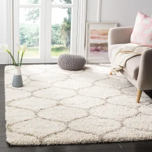 SAFAVIEH Hudson Shag Collection Area Rug - 8' x 10', Ivory & Beige, Moroccan Ogee Trellis Design, Non-Shedding & Easy Care, 2-inch Thick Ideal for High Traffic Areas in Living Room, Bedroom (SGH280D)