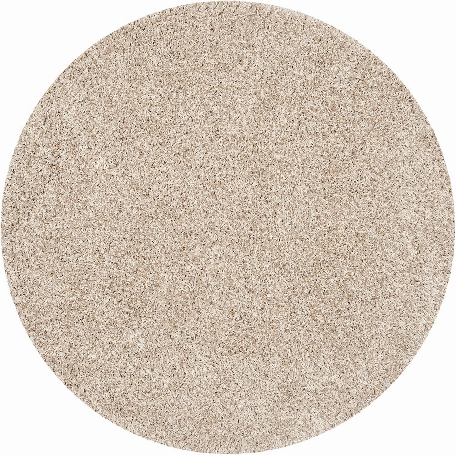 SAFAVIEH California Shag Collection Area Rug - 5'3" Round, Beige, Non-Shedding & Easy Care, 2-inch Thick Ideal for High Traffic Areas in Living Room, Bedroom (SG151-1313)