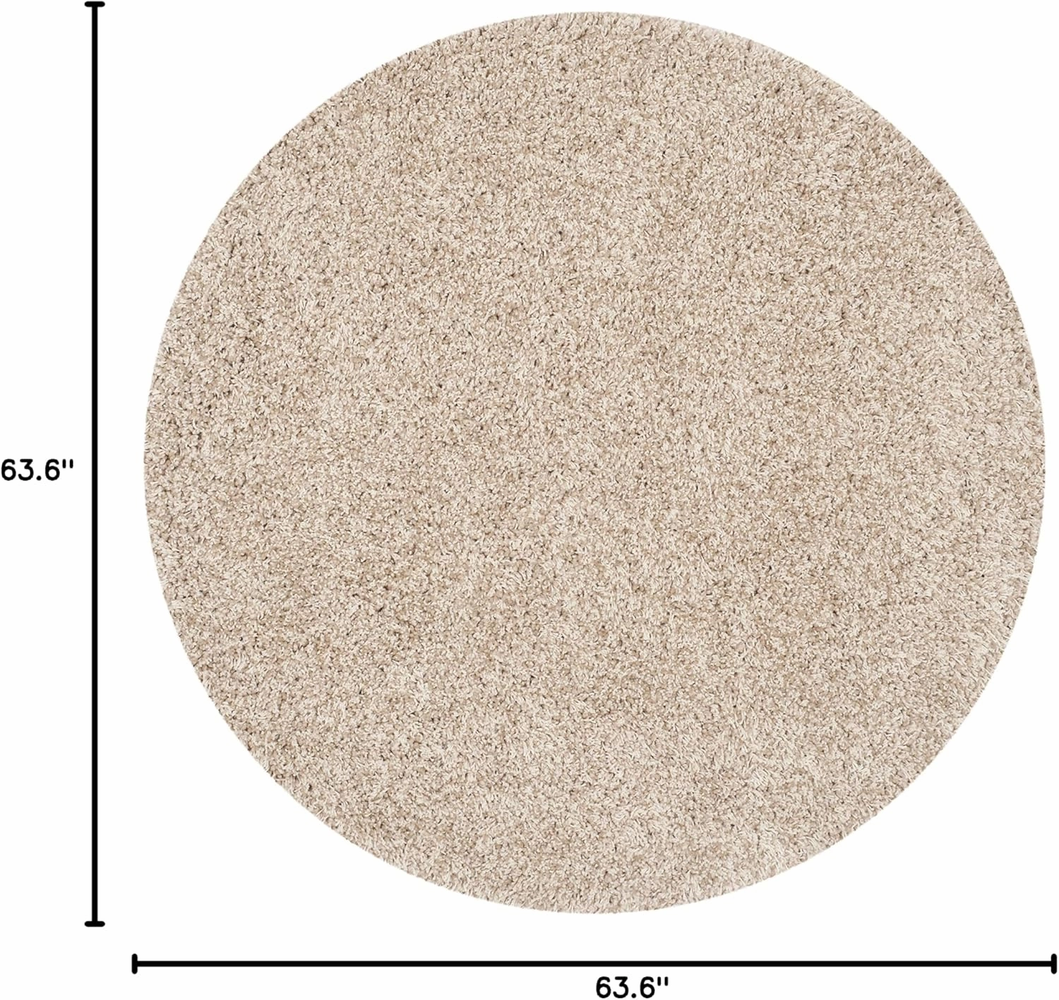 SAFAVIEH California Shag Collection Area Rug - 5'3" Round, Beige, Non-Shedding & Easy Care, 2-inch Thick Ideal for High Traffic Areas in Living Room, Bedroom (SG151-1313)