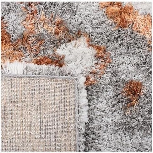 SAFAVIEH Horizon Shag Collection Area Rug - 9' x 12', Grey & Rust, Modern Abstract Design, Non-Shedding & Easy Care, 2-inch Thick Ideal for High Traffic Areas in Living Room, Bedroom (HZN890P)