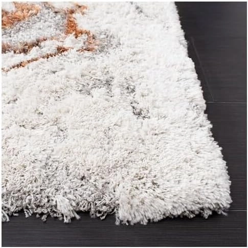 SAFAVIEH Horizon Shag Collection Area Rug - 9' x 12', Grey & Rust, Modern Abstract Design, Non-Shedding & Easy Care, 2-inch Thick Ideal for High Traffic Areas in Living Room, Bedroom (HZN890P)
