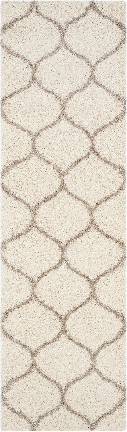 SAFAVIEH Hudson Shag Collection Accent Rug - 2'3" x 3'9", Ivory & Beige, Trellis Design, Non-Shedding & Easy Care, 2-inch Thick Ideal for High Traffic Areas in Entryway, Living Room, Bedroom (SGH280D)