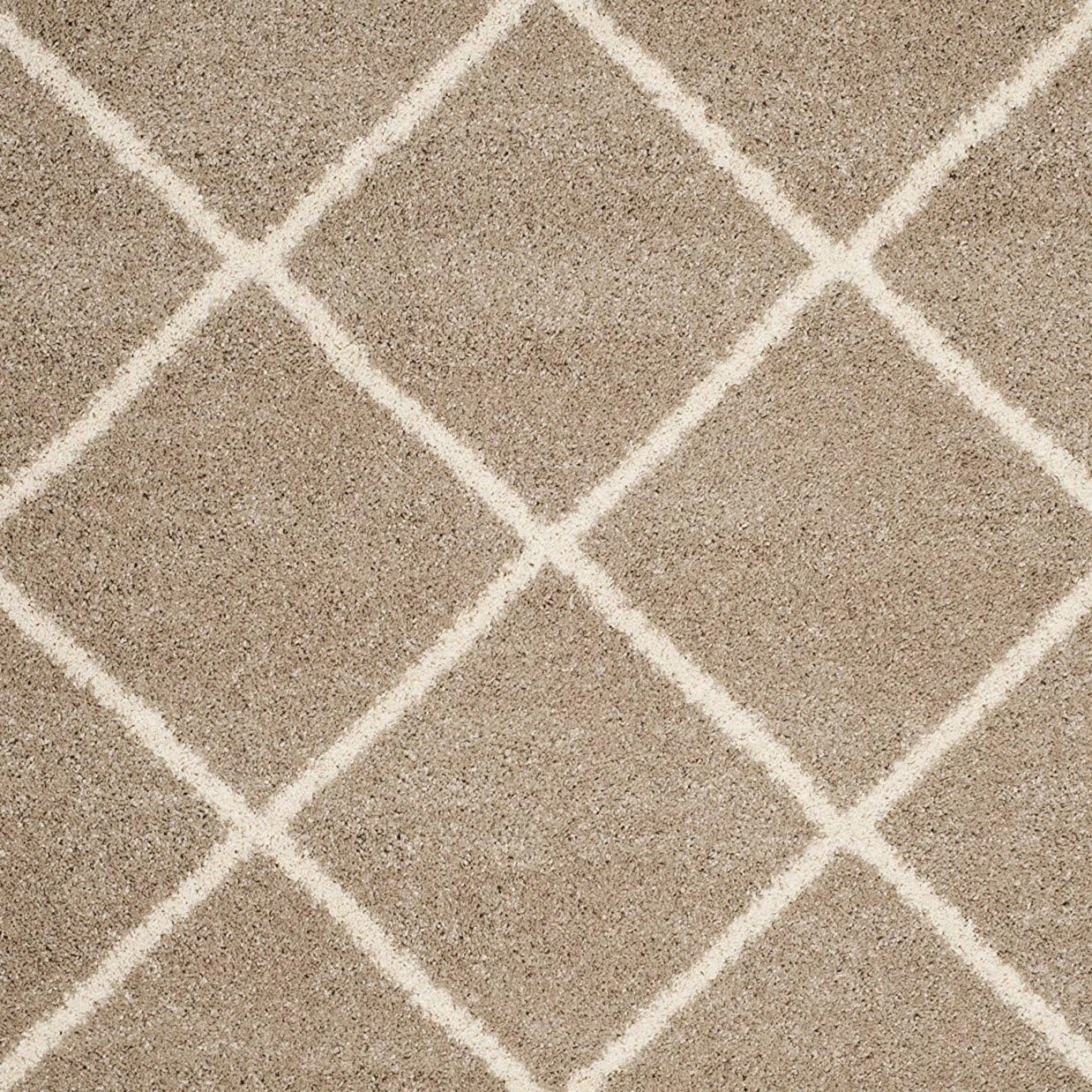 SAFAVIEH Hudson Shag Collection Area Rug - 8' x 10', Beige & Ivory, Modern Trellis Design, Non-Shedding & Easy Care, 2-inch Thick Ideal for High Traffic Areas in Living Room, Bedroom (SGH281S)