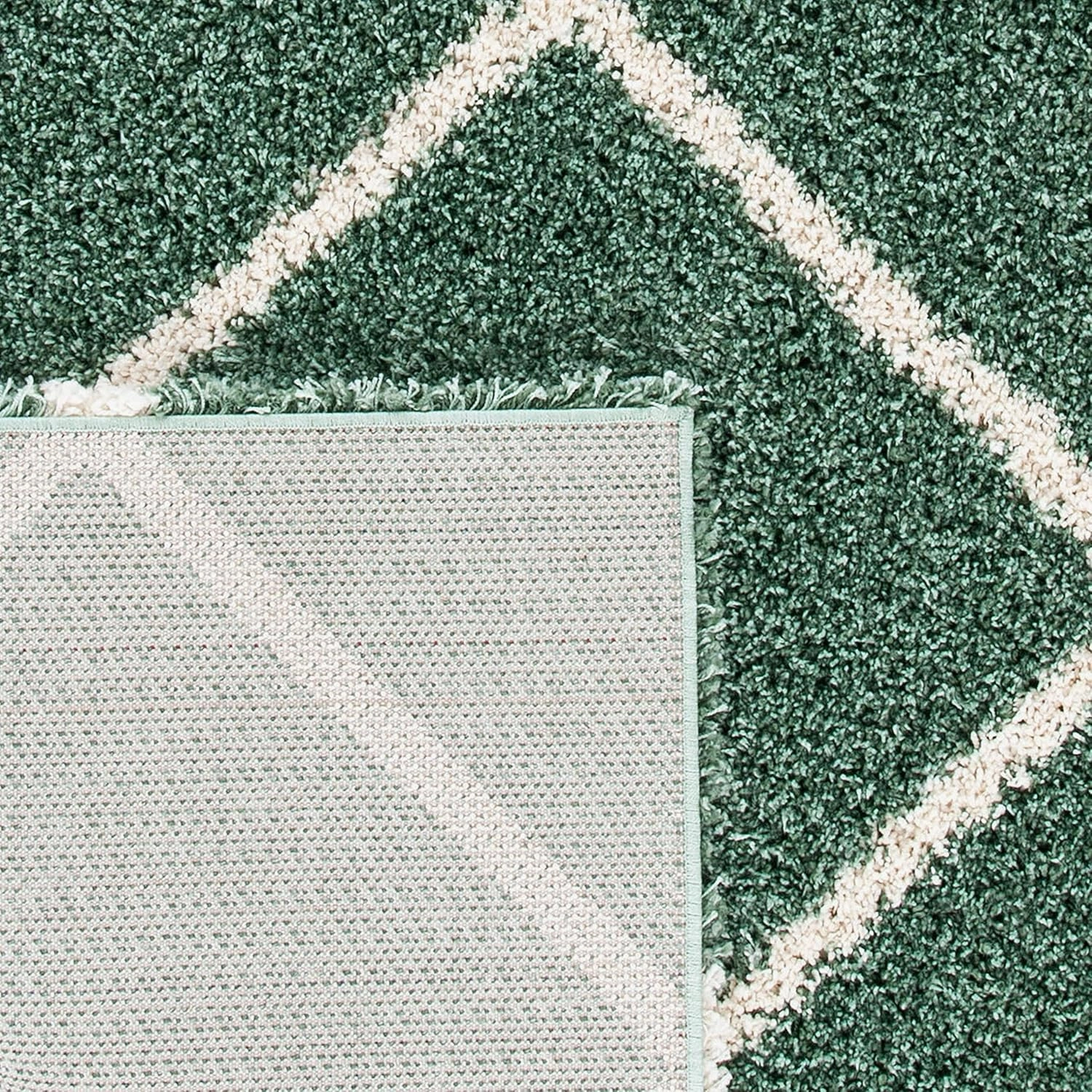 SAFAVIEH Hudson Shag Collection Area Rug - 8' x 10', Green & Ivory, Modern Trellis Design, Non-Shedding & Easy Care, 2-inch Thick Ideal for High Traffic Areas in Living Room, Bedroom (SGH281Y)