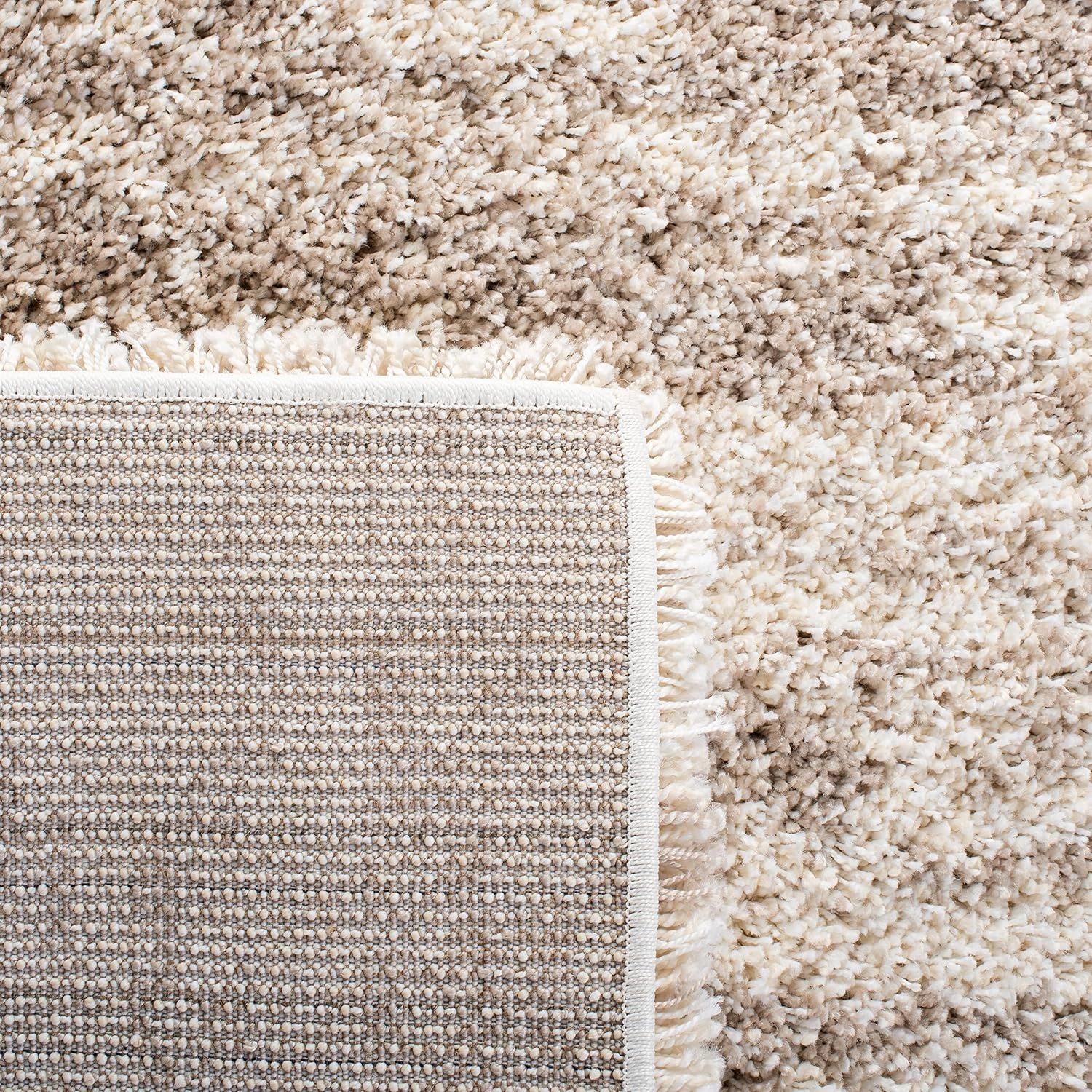 SAFAVIEH Hudson Shag Collection Area Rug - 8' x 10', Ivory & Beige, Modern Design, Non-Shedding & Easy Care, 2-inch Thick Ideal for High Traffic Areas in Living Room, Bedroom (SGH206B)